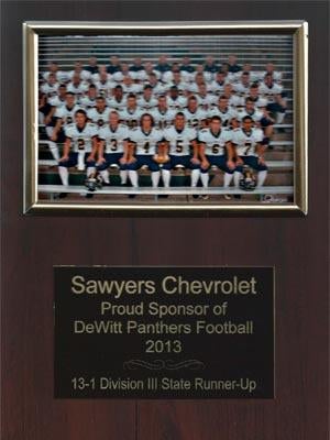 Sawyers Chevrolet Proud sponsor of DeWitt Panthers Football 2013. 13-1 Division III State Runner-Up